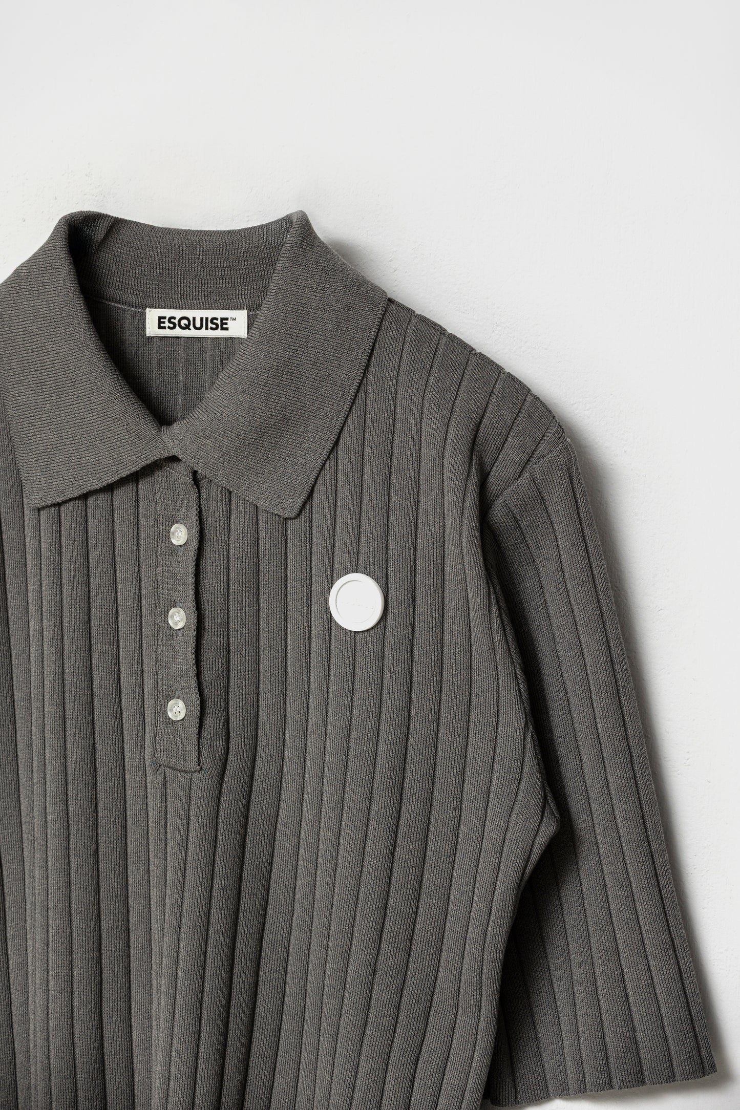 ORGANIC COTTON KNIT POLO - Gray