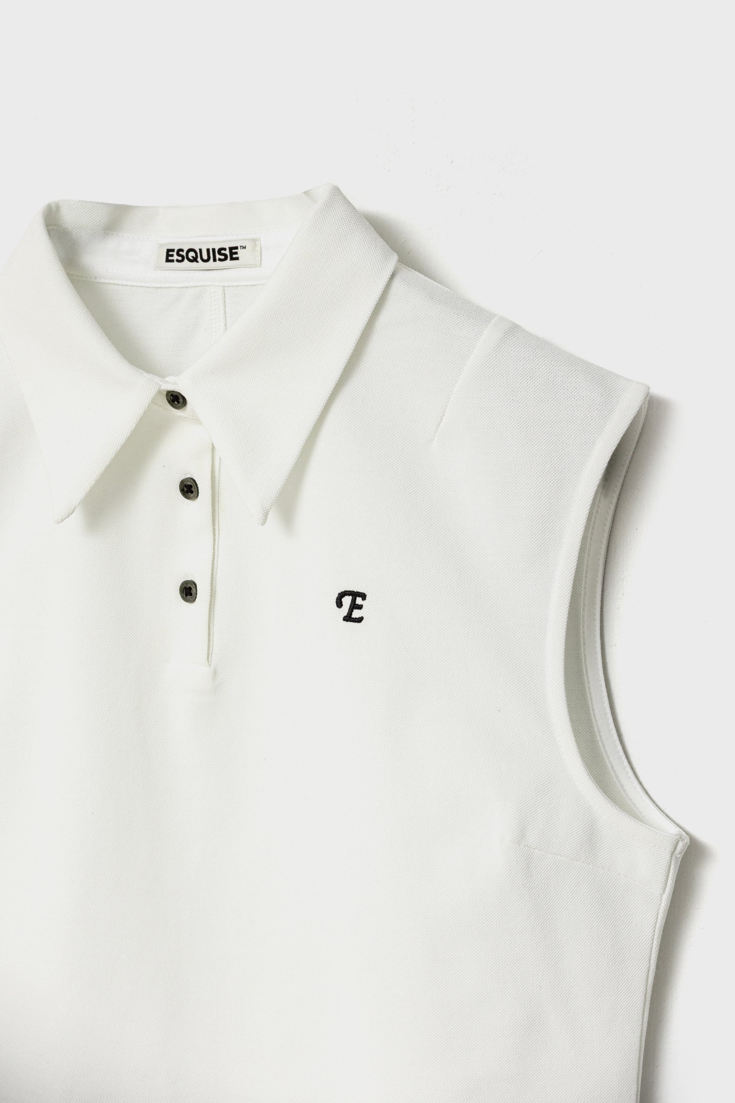 CLASSIC PIQUE SLEEVELESS TOP - White
