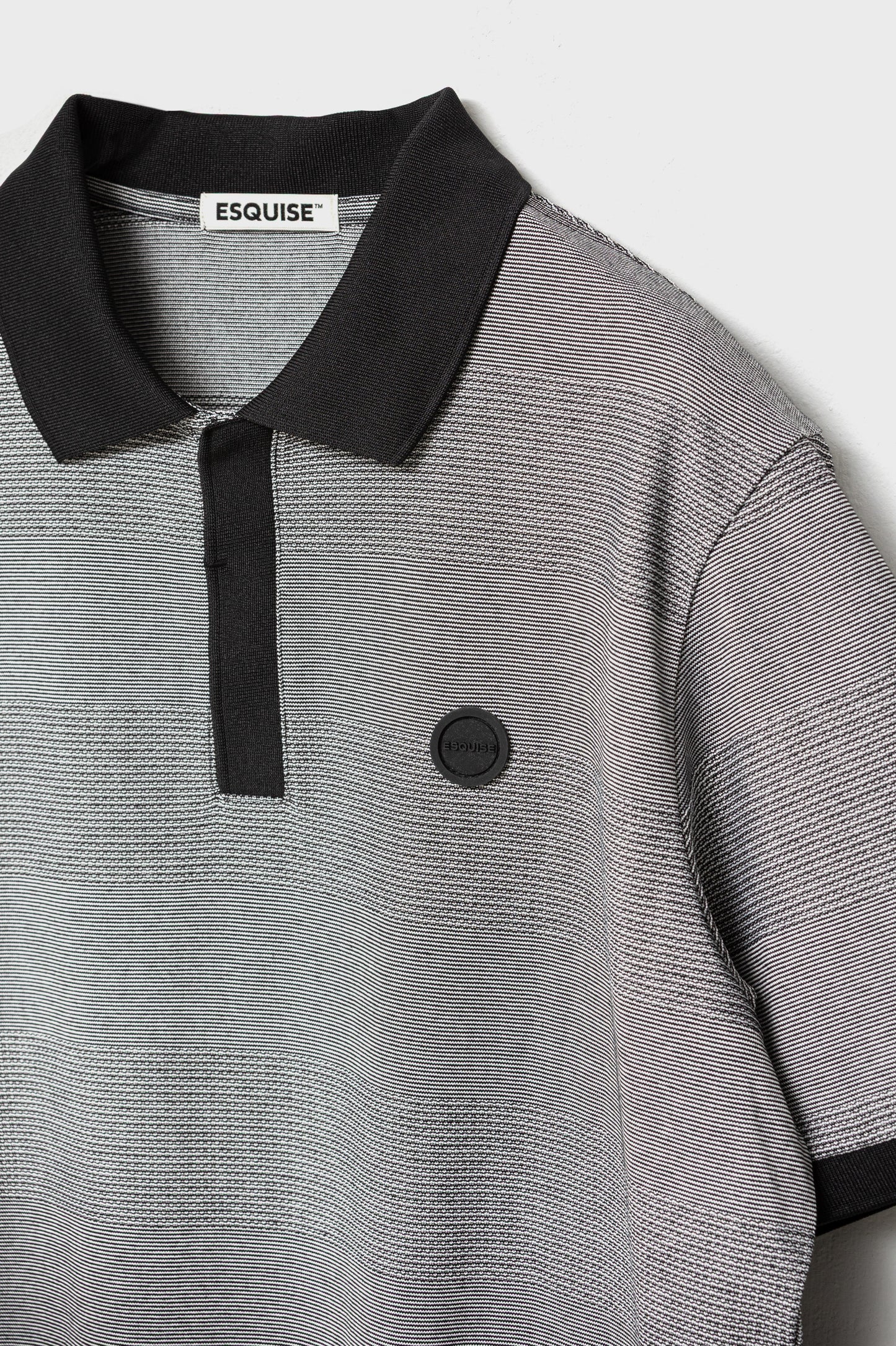 JACQUARD STRIPED POLO - Black&White