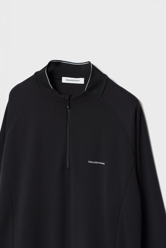 SMOOTH HALF ZIP HIGH NECK - Black