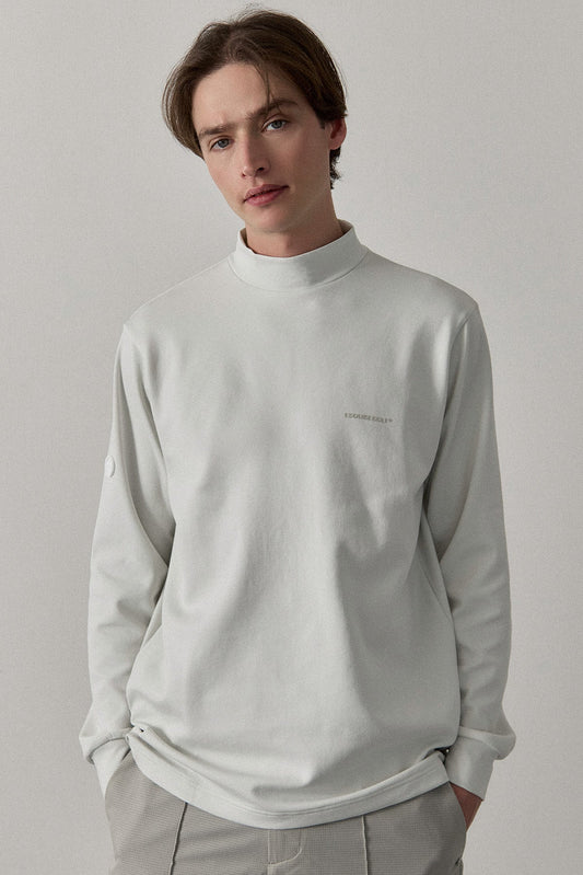 RELAXED STRETCH MOCKNECK - White
