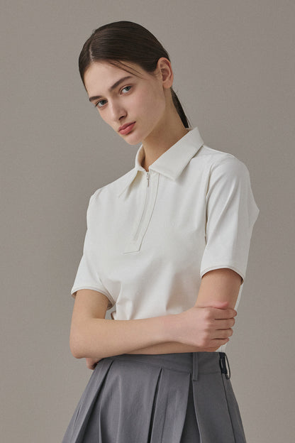 MODERN ZIP POLO - White