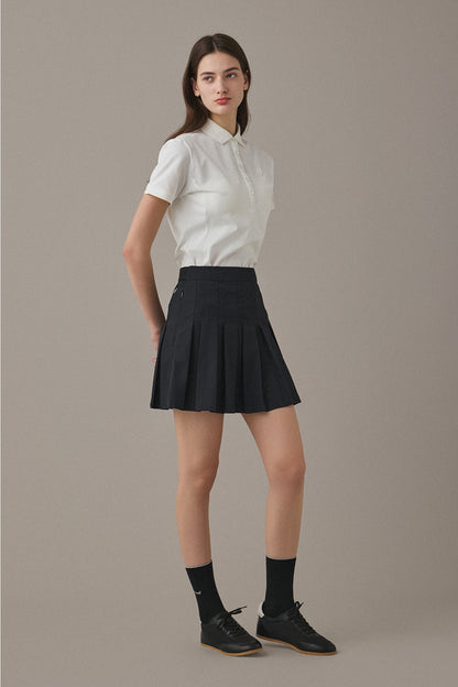 FLOWING PLEATS SKIRT - Black