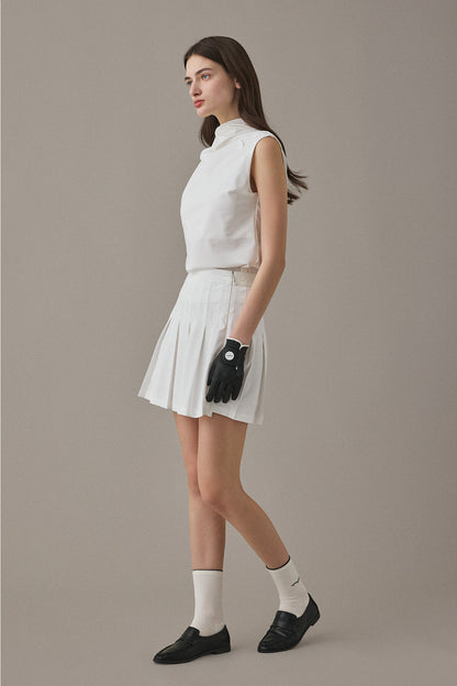 FLOWING PLEATS SKIRT - White