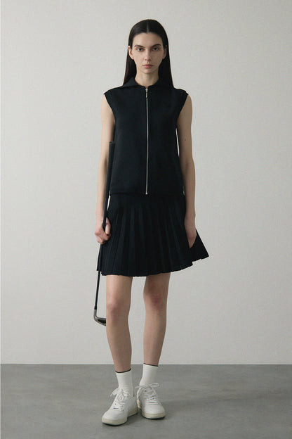 RECYCLED SMOOTH-KNIT VEST - Black