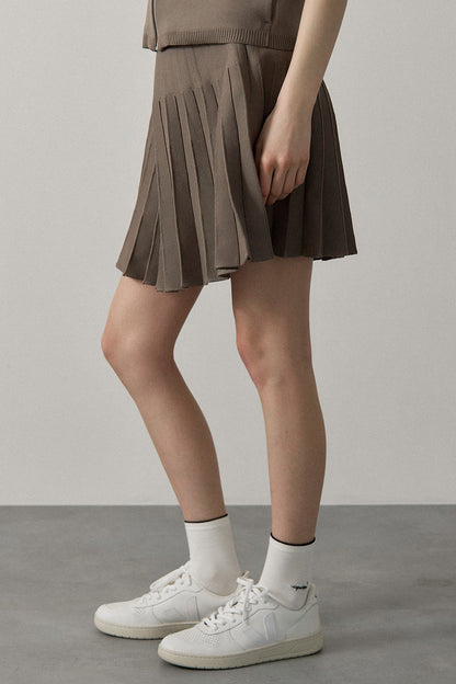 RECYCLED SMOOTH-KNIT PLEATS - Beige