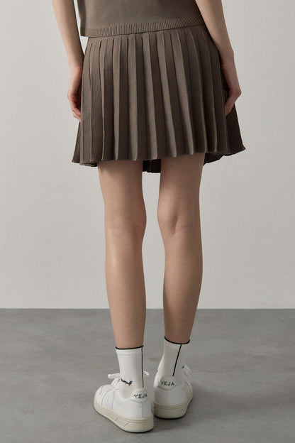 RECYCLED SMOOTH-KNIT PLEATS - Beige