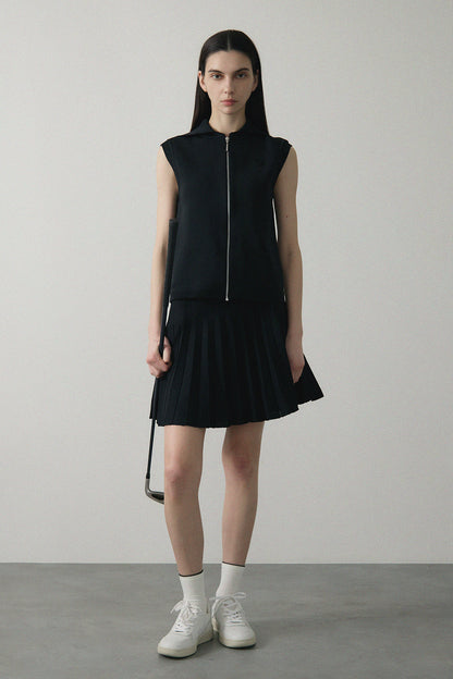RECYCLED SMOOTH-KNIT PLEATS - Black