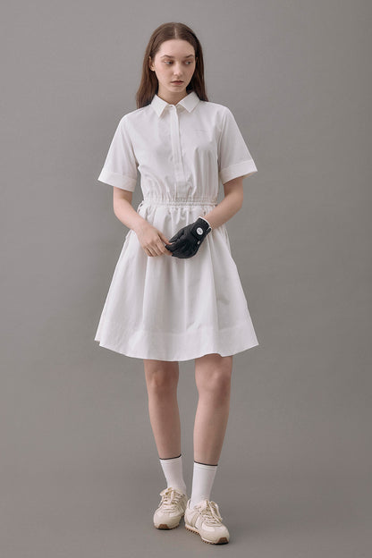DRAWSTRING SHIRT DRESS - White