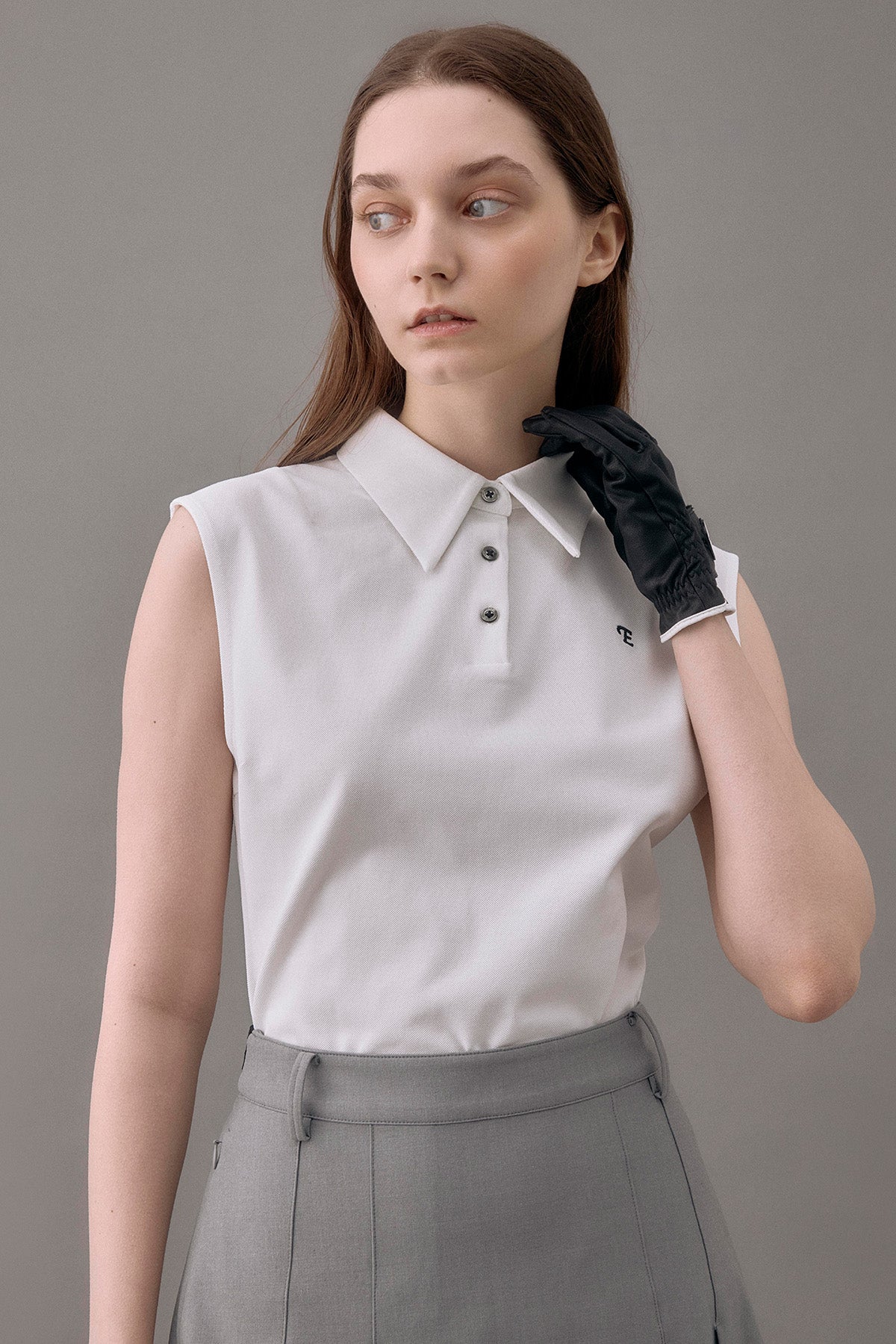 CLASSIC PIQUE SLEEVELESS TOP - White