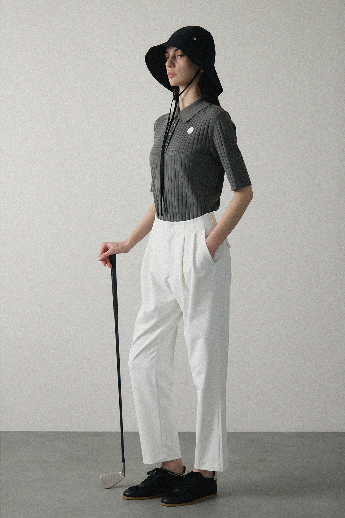 ORGANIC COTTON KNIT POLO - Gray