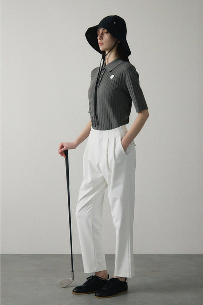 ORGANIC COTTON KNIT POLO - Gray