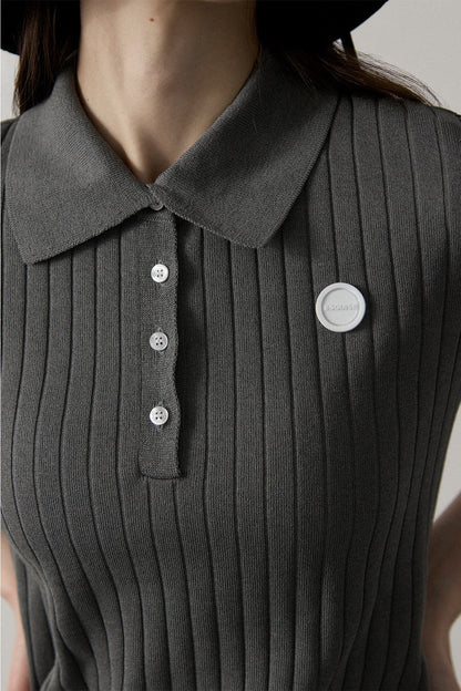 ORGANIC COTTON KNIT POLO - Gray
