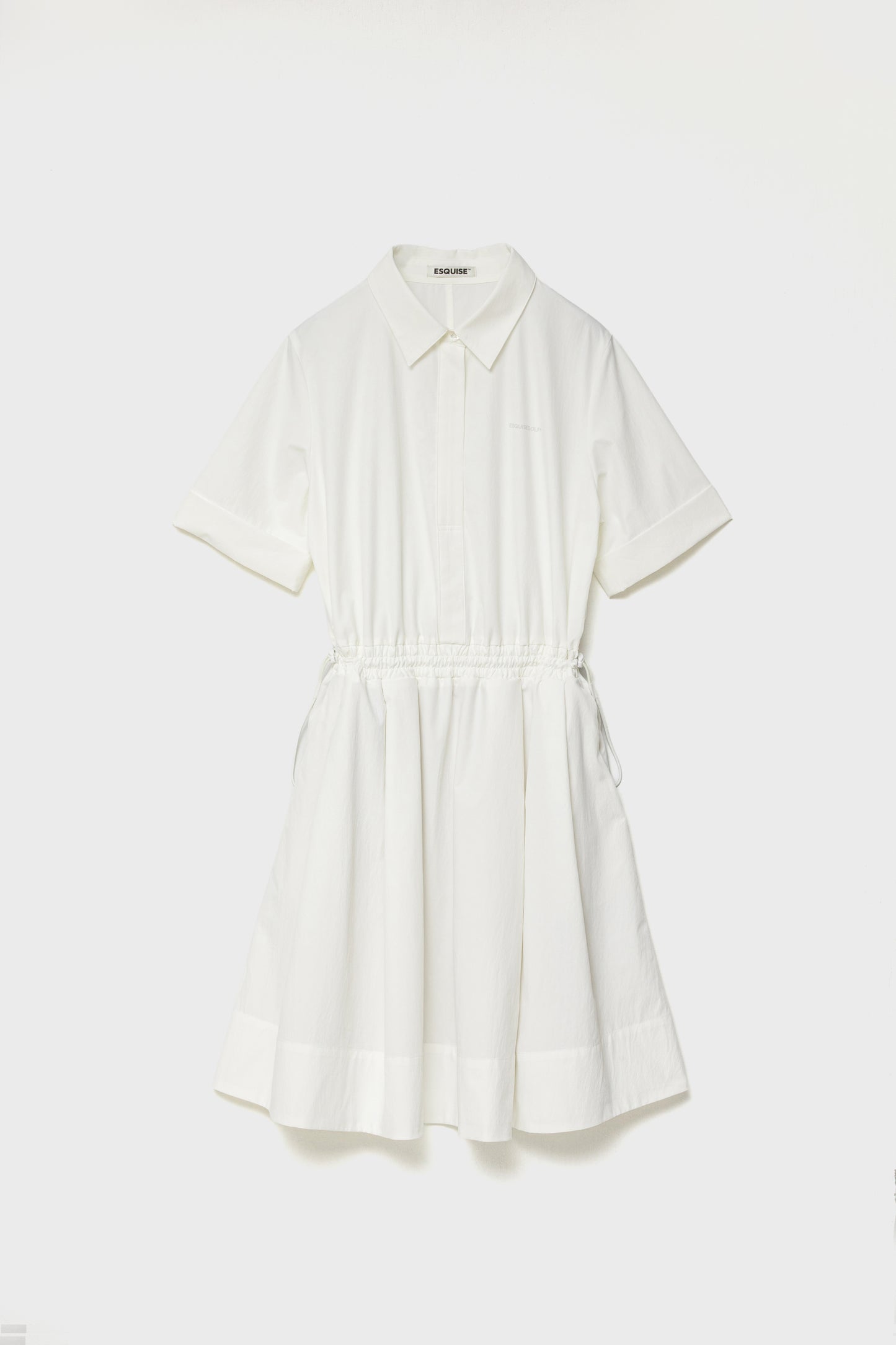 DRAWSTRING SHIRT DRESS - White