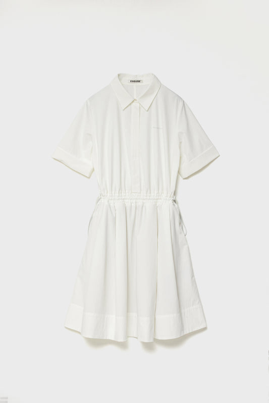 DRAWSTRING SHIRT DRESS - White