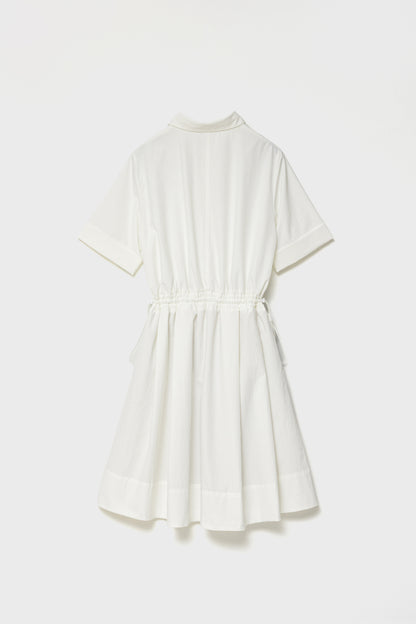 DRAWSTRING SHIRT DRESS - White