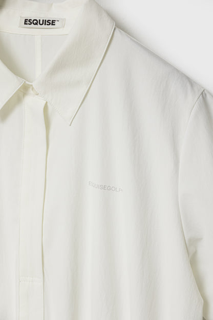 DRAWSTRING SHIRT DRESS - White