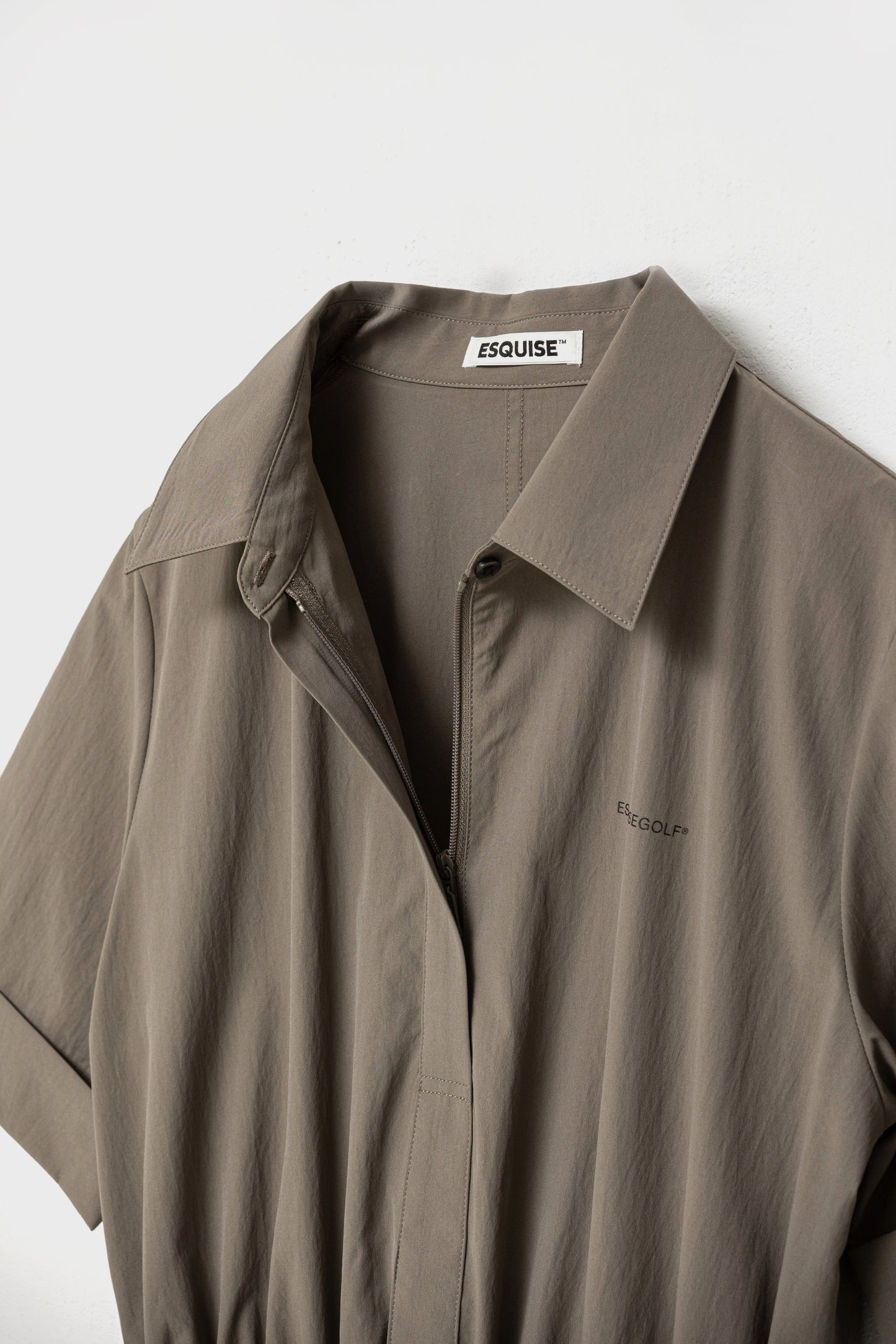 DRAWSTRING SHIRT DRESS - Brown