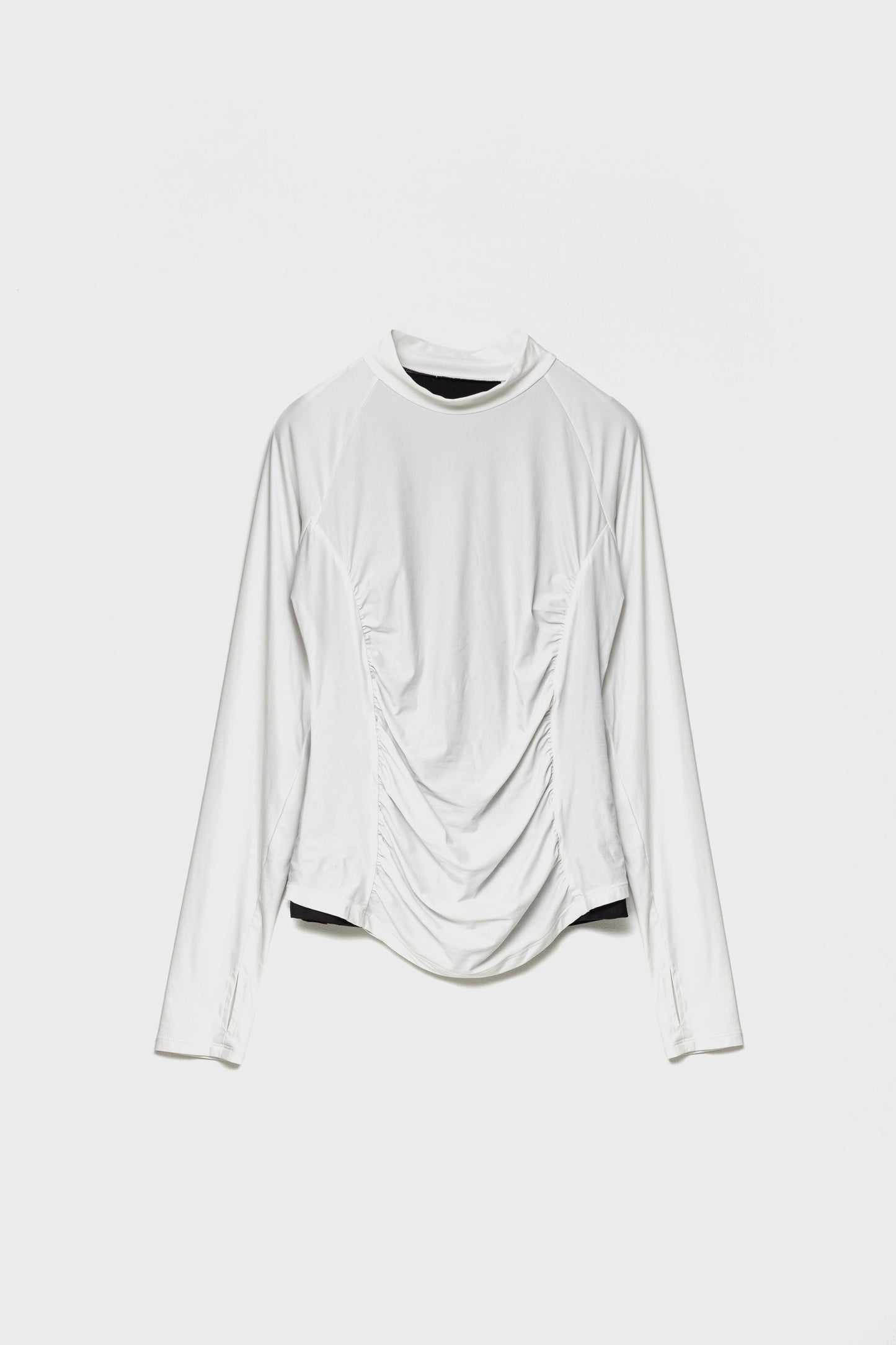 MOCKNECK GATHER TOP - White