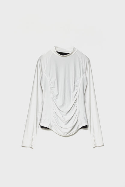 MOCKNECK GATHER TOP - White