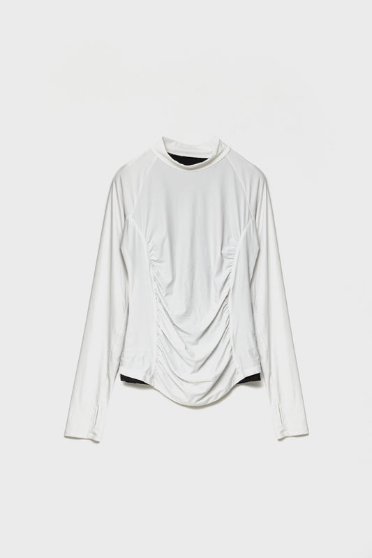 MOCKNECK GATHER TOP - White