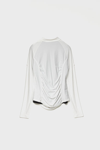 MOCKNECK GATHER TOP - White