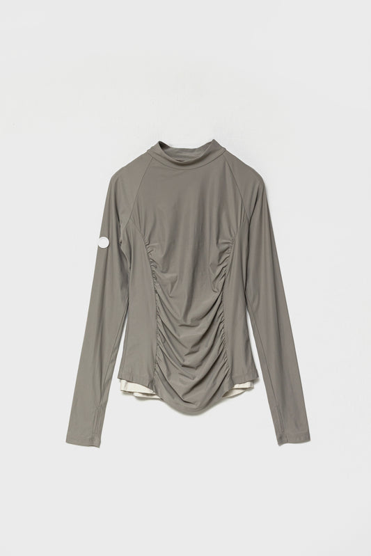 MOCKNECK GATHER TOP - Gray