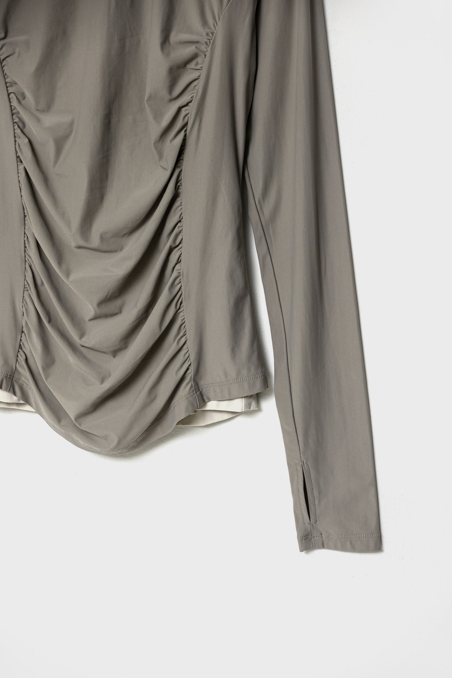 MOCKNECK GATHER TOP - Gray