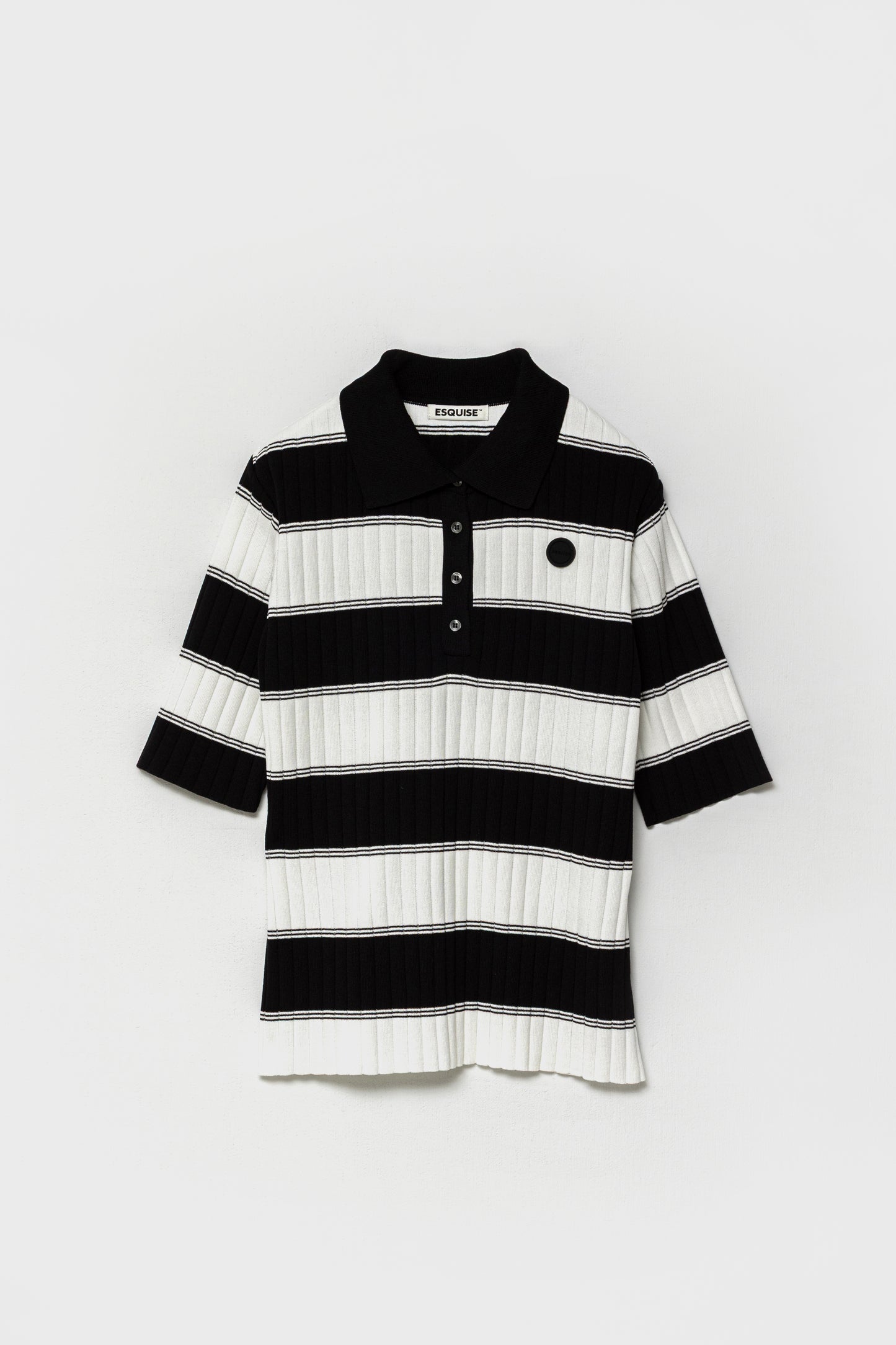 ORGANIC COTTON KNIT POLO - Black x White