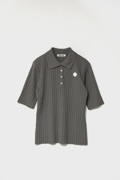 ORGANIC COTTON KNIT POLO - Gray