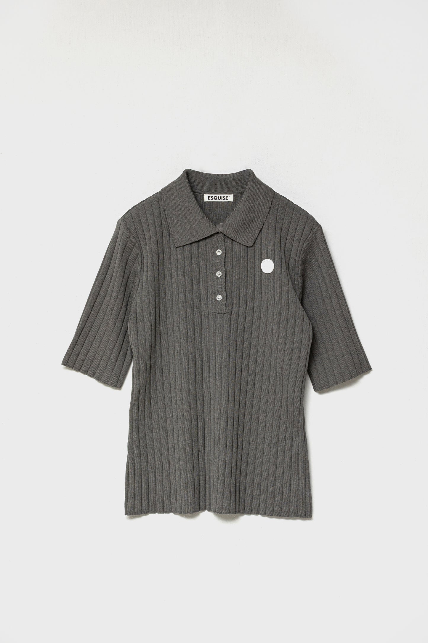 ORGANIC COTTON KNIT POLO - Gray