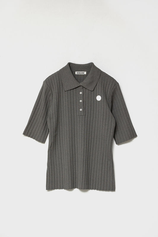 ORGANIC COTTON KNIT POLO - Gray