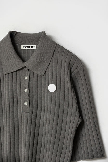 ORGANIC COTTON KNIT POLO - Gray