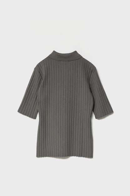 ORGANIC COTTON KNIT POLO - Gray