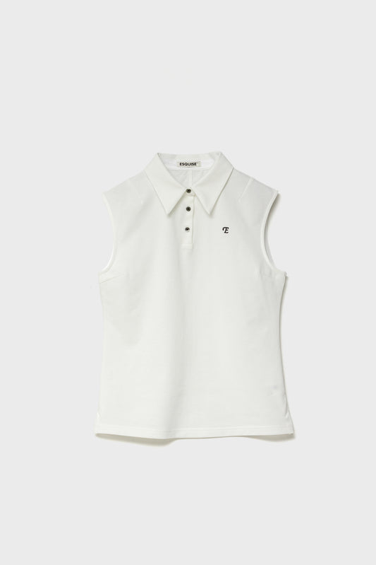 CLASSIC PIQUE SLEEVELESS TOP - White