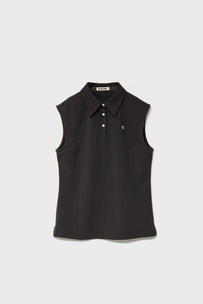 CLASSIC PIQUE SLEEVELESS TOP - Brown