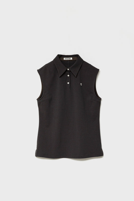 CLASSIC PIQUE SLEEVELESS TOP - Brown