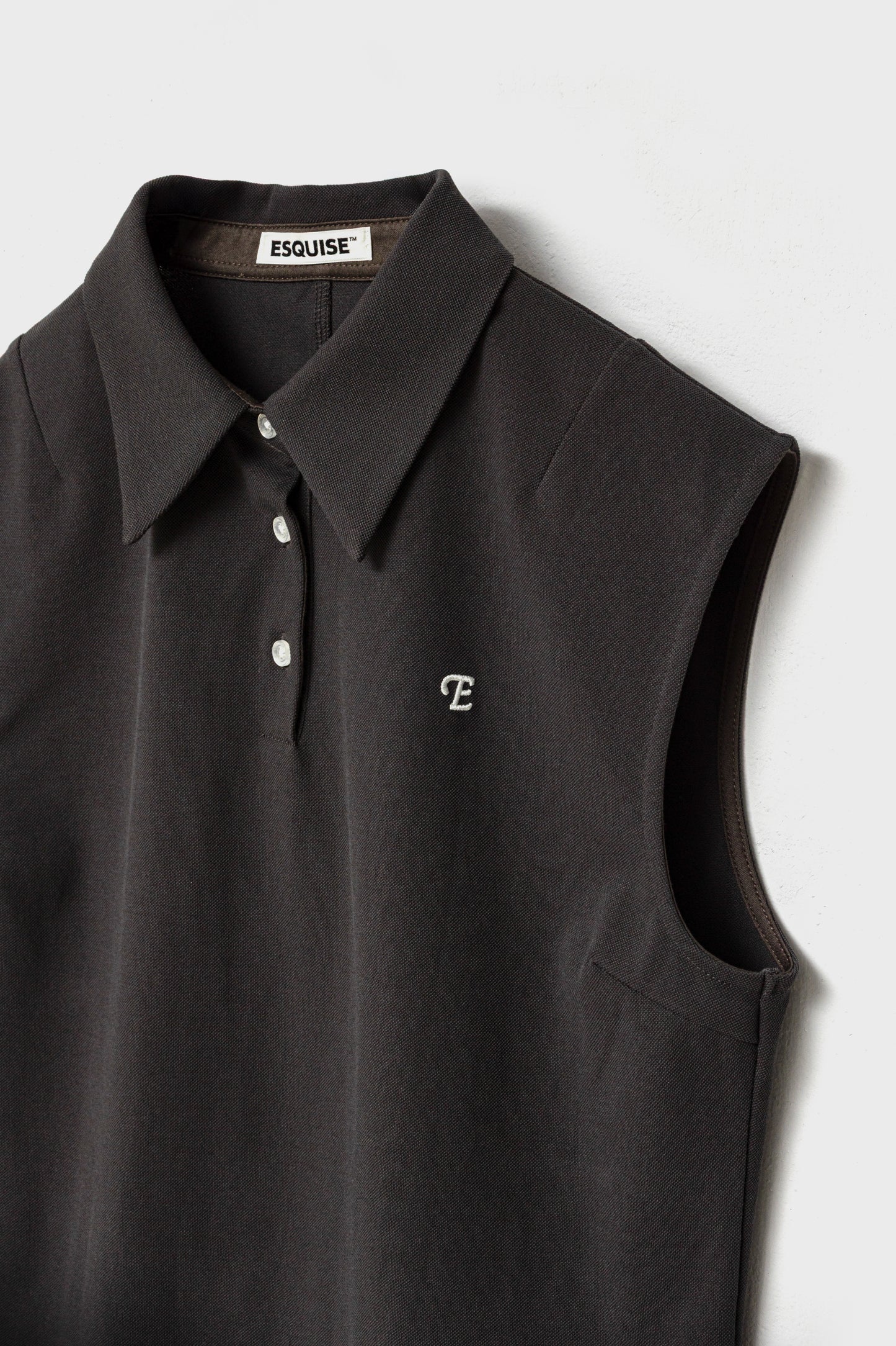 CLASSIC PIQUE SLEEVELESS TOP - Brown