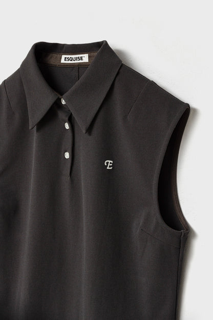 CLASSIC PIQUE SLEEVELESS TOP - Brown