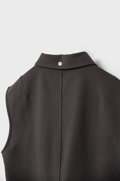 CLASSIC PIQUE SLEEVELESS TOP - Brown