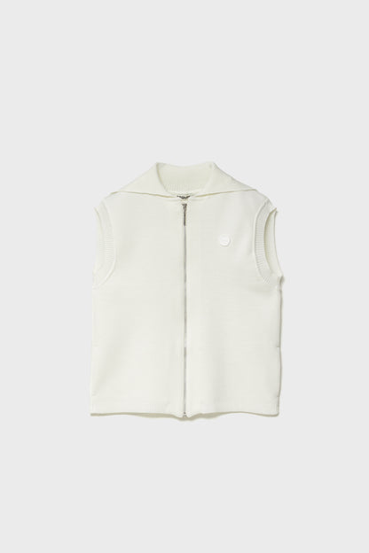 RECYCLED SMOOTH-KNIT VEST - White
