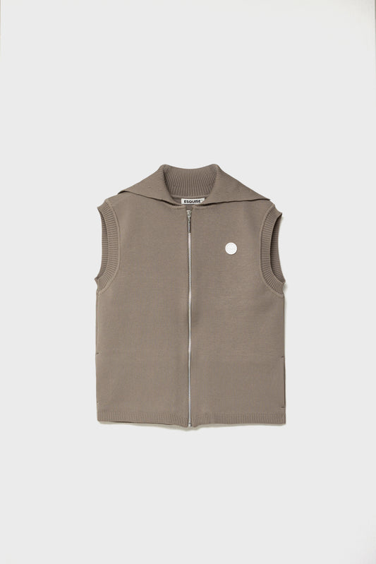 RECYCLED SMOOTH-KNIT VEST - Beige