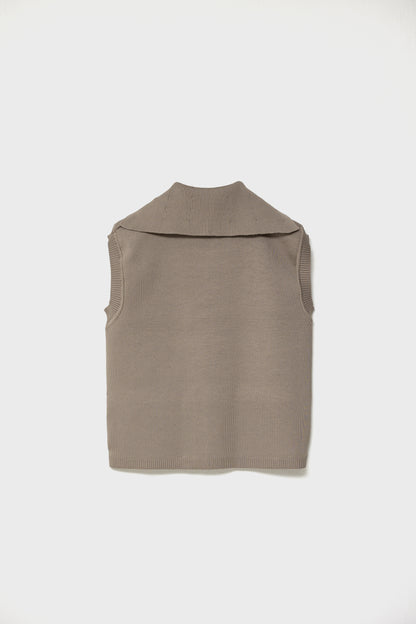 RECYCLED SMOOTH-KNIT VEST - Beige
