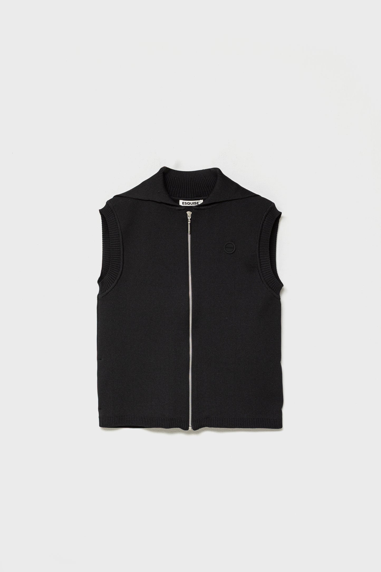 RECYCLED SMOOTH-KNIT VEST - Black