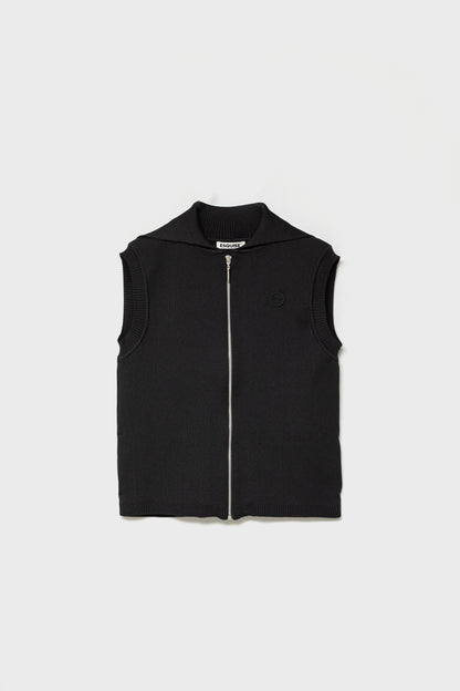 RECYCLED SMOOTH-KNIT VEST - Black