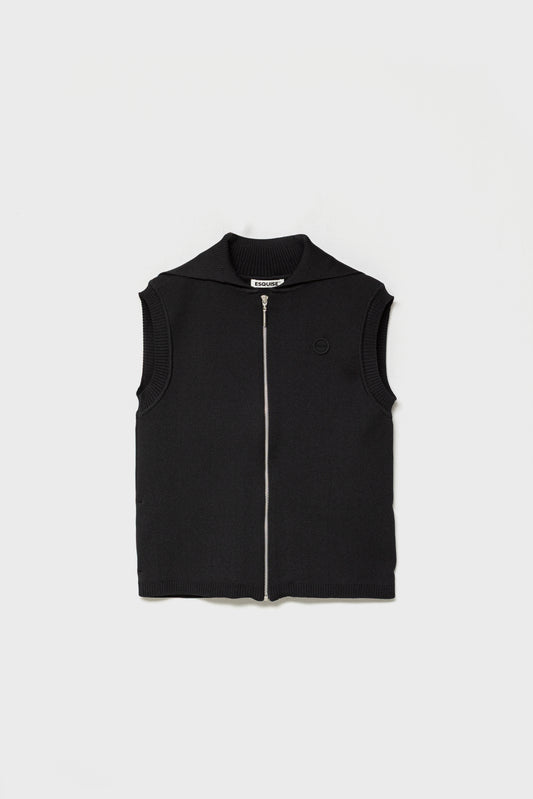 RECYCLED SMOOTH-KNIT VEST - Black