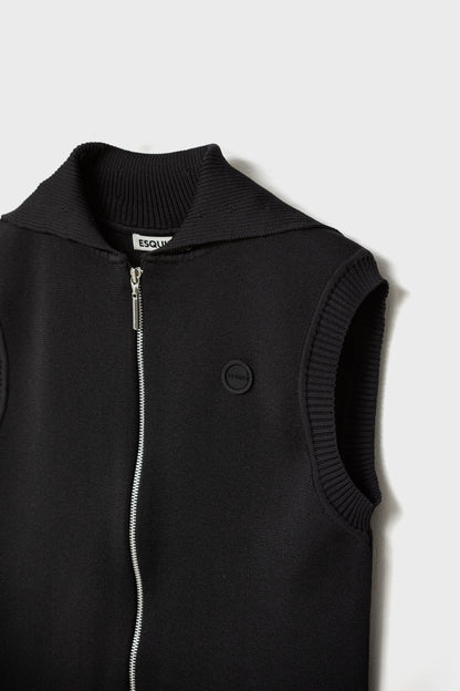 RECYCLED SMOOTH-KNIT VEST - Black