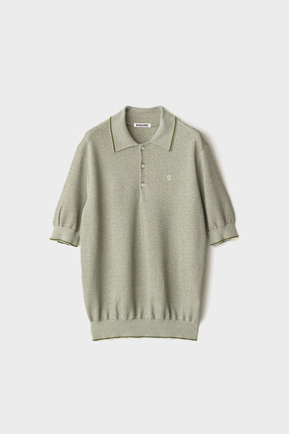FINE WEAVE KNIT POLO - Khaki
