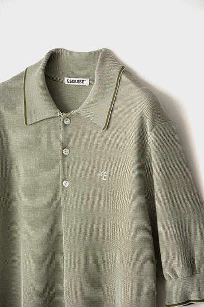 FINE WEAVE KNIT POLO - Khaki