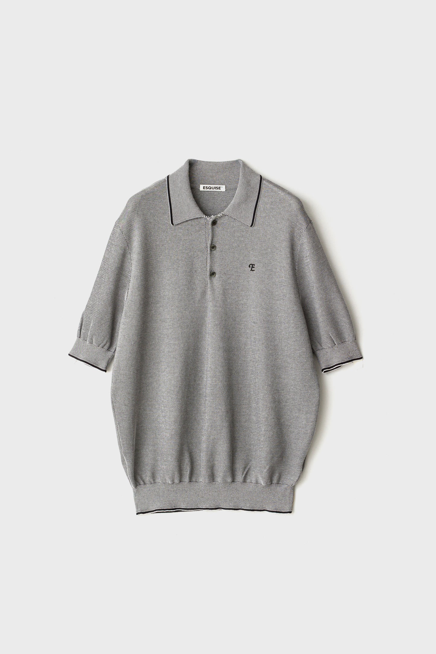 FINE WEAVE KNIT POLO - Black